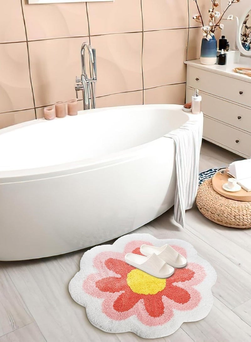 LOOPITYS Flower bath mat, Valentine's Day pink bathroom blanket, beauty bath mat, bath blanket, machine washable flower blanket, shower bath mat gift, summer room decoration - Image 4