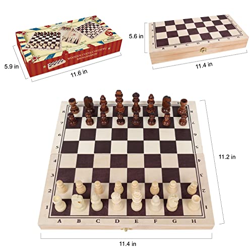 GOTHINK Wooden Chess Checker and Backgammon 3 in 1 Board Game SetClassic Traditional Travel Night Toy and Game Gift Set for Kids Adults Senior Family - Image 5