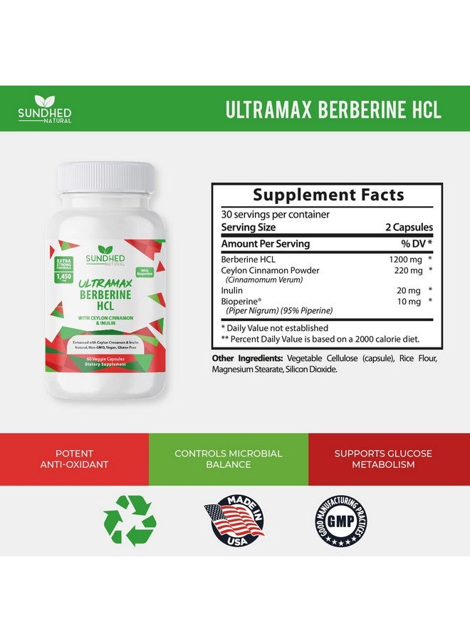 Sundhed Natural Ultramax Berberine HCL with Ceylon Cinnamon, Hydrochloride Supplement Capsules - Image 4