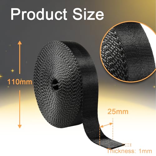 CooBigo 10 Yard Nylon Webbing 1 Inch Wide, V Pattern Black Nylon Strap Roll, Heavy Duty 1" Webbing Straps for Bags, Backpack, Luggage, Lawn Chair or Outdoor Gear DIY Crafting - Image 3