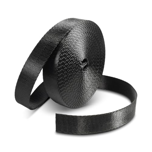 CooBigo 10 Yard Nylon Webbing 1 Inch Wide, V Pattern Black Nylon Strap Roll, Heavy Duty 1" Webbing Straps for Bags, Backpack, Luggage, Lawn Chair or Outdoor Gear DIY Crafting - Image 1