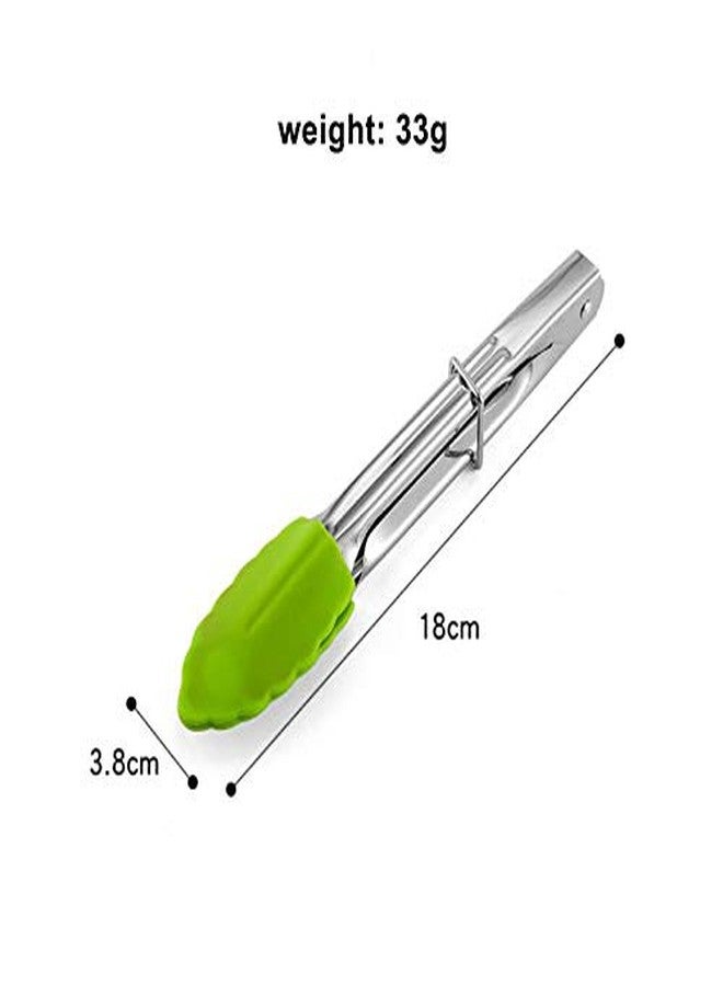 vipolish 3Pcs Small Tongs With Silicone Tips 7 Inch Serving Tongs Mini Kitchen Stainless Steel Food Tongs for BBQ Salad Cooking Appetizers (Red Green Blue) - Image 4