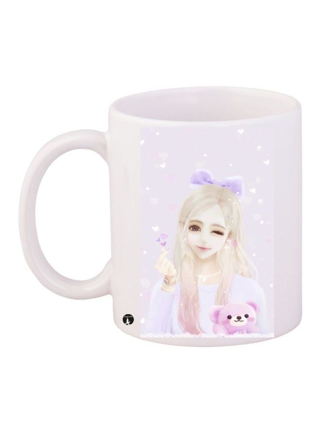 RKN Printed Ceramic Coffee Mug White/Pink/Purple - Image 1