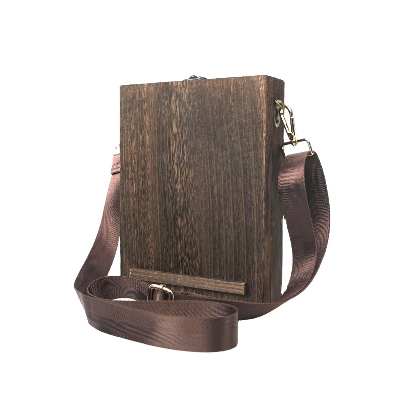 ZREVSB Writers Messenger Wooden Box Bag Handmade Retro Crossbody Sketch Tool Box Portable Artist Storage for Brushes Pens Outdoor Painting - Image 2