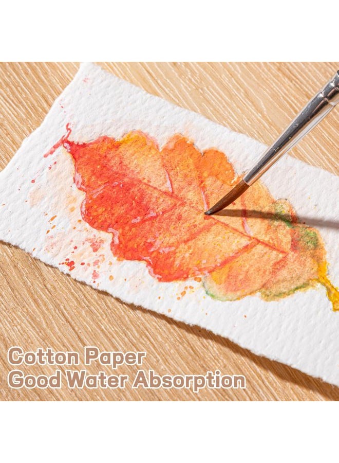 Prudiut 50 Sheets Cotton Watercolor Paper, 300 GSM, 2 x 3.5 inch Deckled Edge, Ideal for Watercolor Painting, Acrylic Sketching, Crafting - Image 4