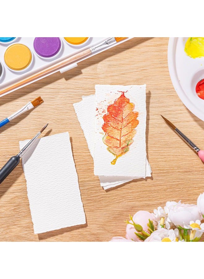 Prudiut 50 Sheets Cotton Watercolor Paper, 300 GSM, 2 x 3.5 inch Deckled Edge, Ideal for Watercolor Painting, Acrylic Sketching, Crafting - Image 5