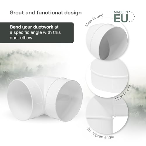 Vent Systems 90 Degree 4" Inch Elbow - Plastic Ducting Connector - Duct Fitting for Round Rigid or Flexible PVC Pipe/Tube Ventilation System Adapter - Dryer Duct/HVAC Duct Fittings - Image 3