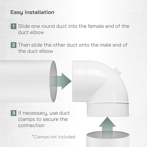 Vent Systems 90 Degree 4" Inch Elbow - Plastic Ducting Connector - Duct Fitting for Round Rigid or Flexible PVC Pipe/Tube Ventilation System Adapter - Dryer Duct/HVAC Duct Fittings - Image 4