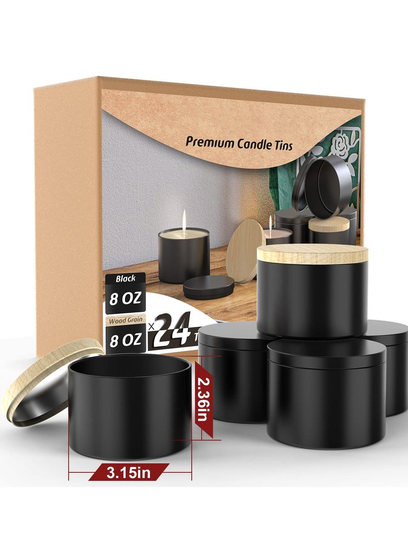 Black Candle Jars, Bulk Empty Candle Jars for Making Candles, 8oz Candle tins with lids, Suitable for DIY Candle Making (24Pack, Black) - Image 2