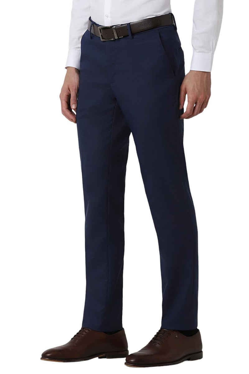 Peter England Slim Fit Premium Flat Front Trouser Navy - Image 2