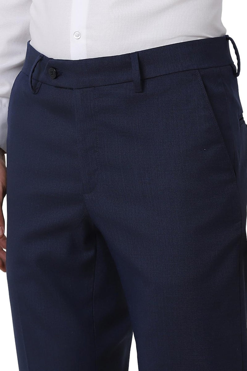 Peter England Slim Fit Premium Flat Front Trouser Navy - Image 5