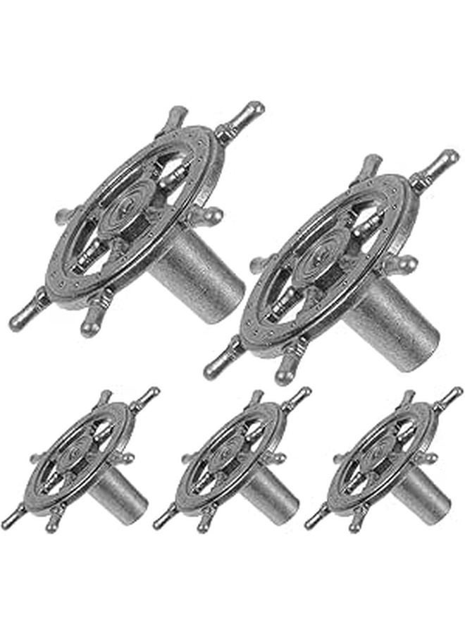 Vintage Silver Nautical Rudder Cabinet Knobs And Drawer Handles 5PCS Set - Image 1