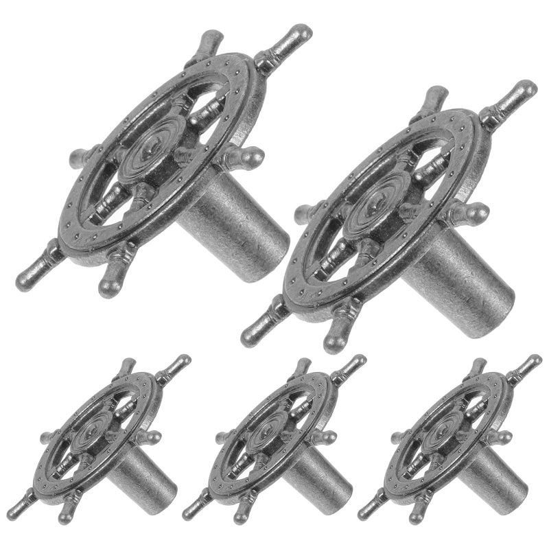 Vintage Silver Nautical Rudder Cabinet Knobs And Drawer Handles 5PCS Set - Image 2