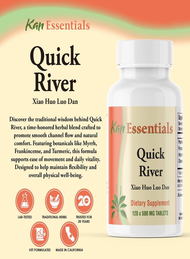 Kan Herbs Company Quick River – Traditional Herbal Blend to Support Comfortable Mobility, and Circulation, Helps Maintain Ease in Joints and Limbs, Herbal Supplement for Pets, 120 Tablets - Image 2