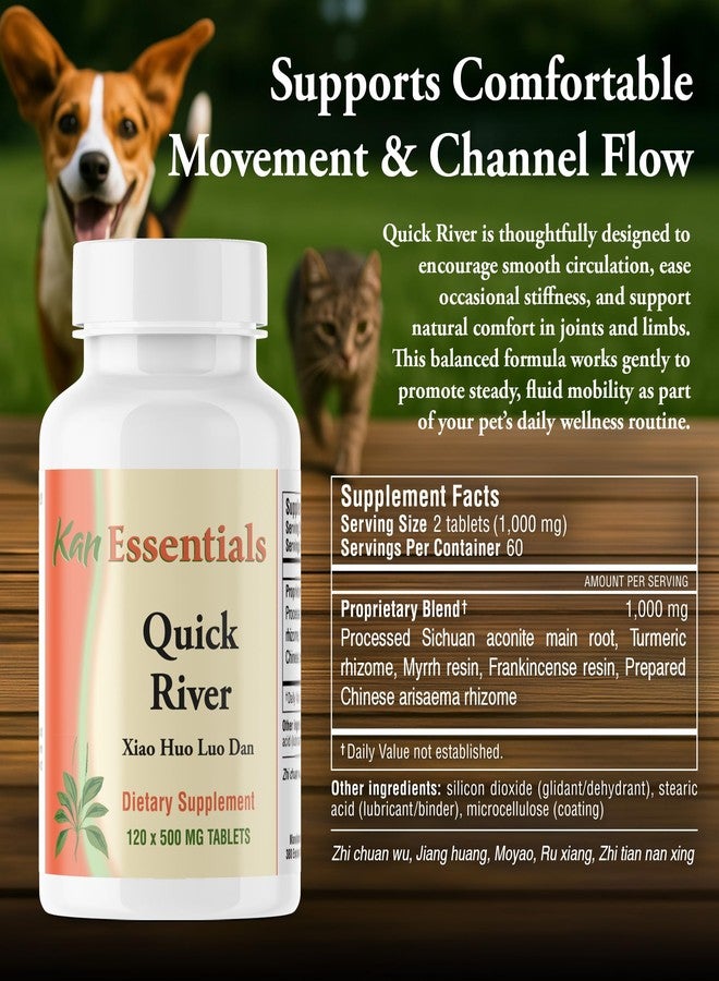 Kan Herbs Company Quick River – Traditional Herbal Blend to Support Comfortable Mobility, and Circulation, Helps Maintain Ease in Joints and Limbs, Herbal Supplement for Pets, 120 Tablets - Image 3