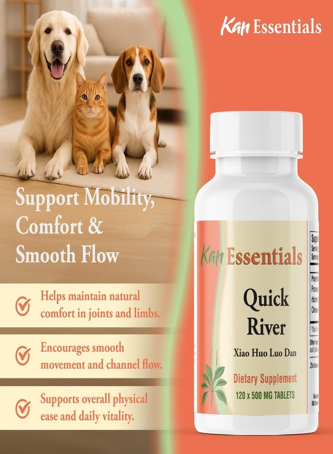 Kan Herbs Company Quick River – Traditional Herbal Blend to Support Comfortable Mobility, and Circulation, Helps Maintain Ease in Joints and Limbs, Herbal Supplement for Pets, 120 Tablets - Image 5
