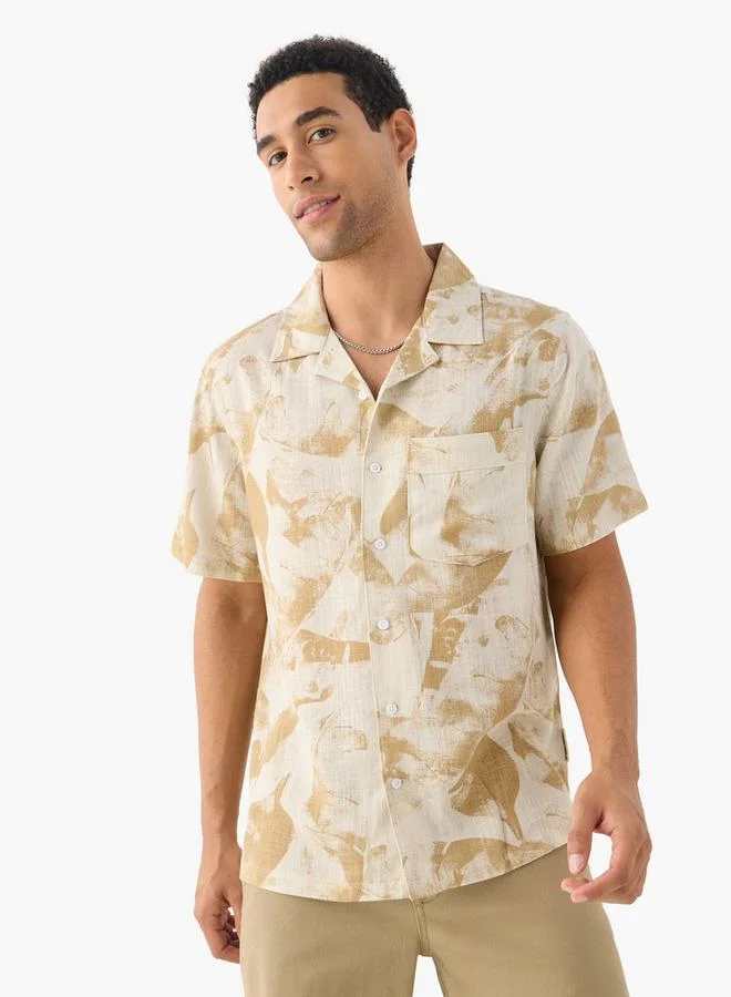 Lee Cooper All-Over Print Camp Collar Shirt with Short Sleeves