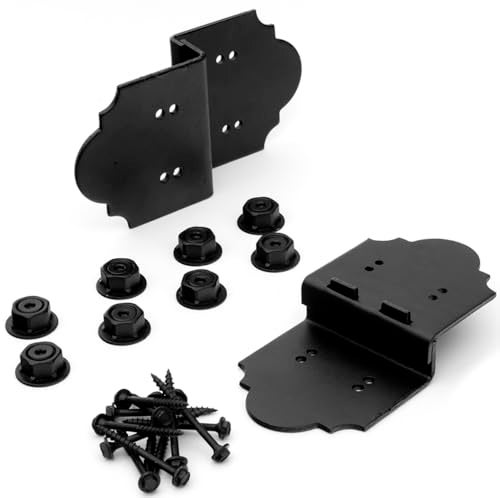 OZCO Laredo Sunset 6" Post to Beam Connector Heavy Duty Black Powder-Coated Steel Bracket for Wood Posts, Outdoor Beam Braces, Corner Brackets, Angle Brackets for Wood and Aluminum, 2-Pack, 56635 - Image 1