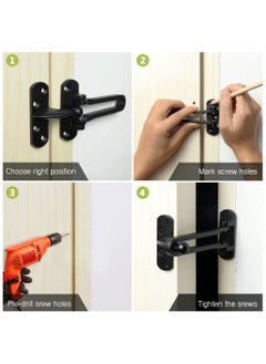 sokany Door Lock Latch for Home and Hotel Security, Brushed Finish Stainless Steel Door Chain Lock, U-Swing Locks Front Door Locks for Kids (Black)  - Image 3