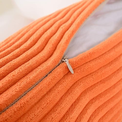 Guffaw Corduroy Rectangular Cushion Covers, Size 12x18, Pack of 2, Multiple Colors (4, Orange) - Image 2