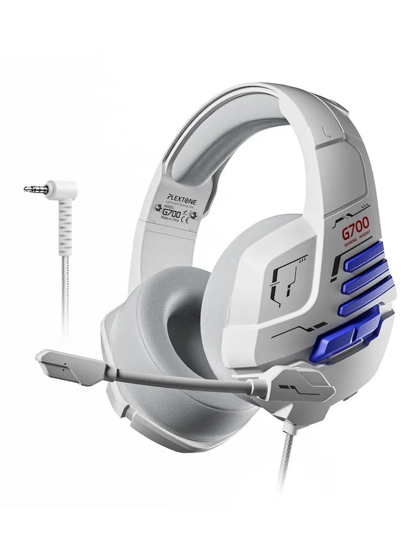 بليكستون سماعات ألعاب بليكستون G700 سلكية بمنفذ AUX 3.5 ملم وميكروفون بخاصية إلغاء الضوضاء وصوت عالي الدقة متوافقة مع الكمبيوتر وبلاي ستيشن 5 وبلاي ستيشن 4 والايباد والجوالات بمخرج مسماررمادي - Image 1