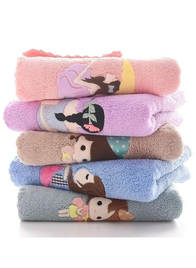 Generic - A set of 6-piece microfiber facial towels, embroidered with special embroidery, multi-colored, 35*75 cm - Image 1