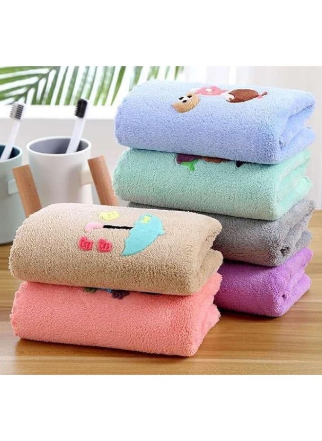 Generic - A set of 6-piece microfiber facial towels, embroidered with special embroidery, multi-colored, 35*75 cm - Image 1
