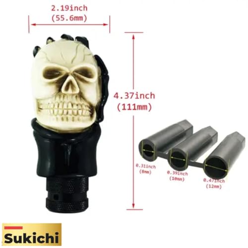 Medirich Lifesciences Sukichi® Skull Design Car Gear Knob Stylish, Universal Car Gear Shift Knob, Manual Transmission Stick Shifter, Black and Ivory (Skull, Black & Ivory) - Image 3