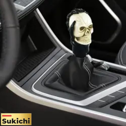 Medirich Lifesciences Sukichi® Skull Design Car Gear Knob Stylish, Universal Car Gear Shift Knob, Manual Transmission Stick Shifter, Black and Ivory (Skull, Black & Ivory) - Image 2