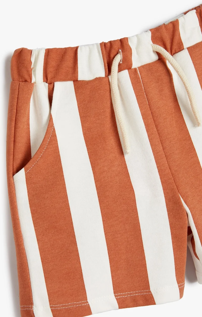 كوتون Koton Striped Shorts with Pockets Tie Waist Pocket Cotton