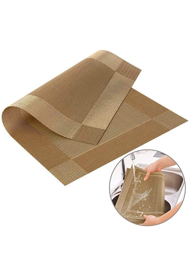 KASTWAVE Placemats for Dining Table Mats, Set of 4 Dining Table Place Mats Washable Placemats Non-slip Heat Resistant PVC with Singel Border Decoration Rectangle for Kitchen Dinner Banquet - Image 4