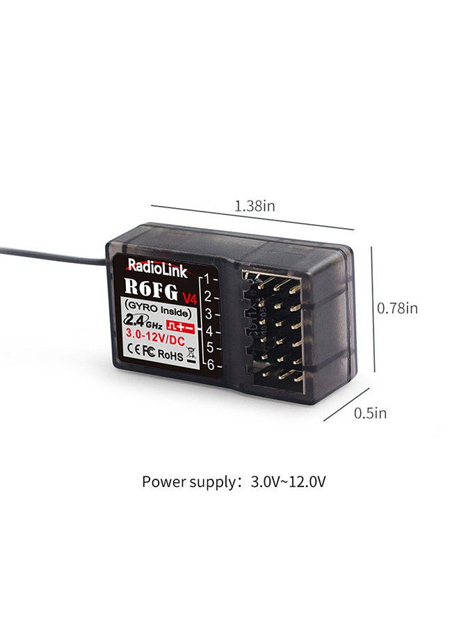 RADIOLINK - Radiolink R6FG V5 2.4G 6CH FHSS Receiver Gyro Inside for RC6GS V2/RC4GS V2/T8S/T8FB Remote Control Transmitter - Image 1