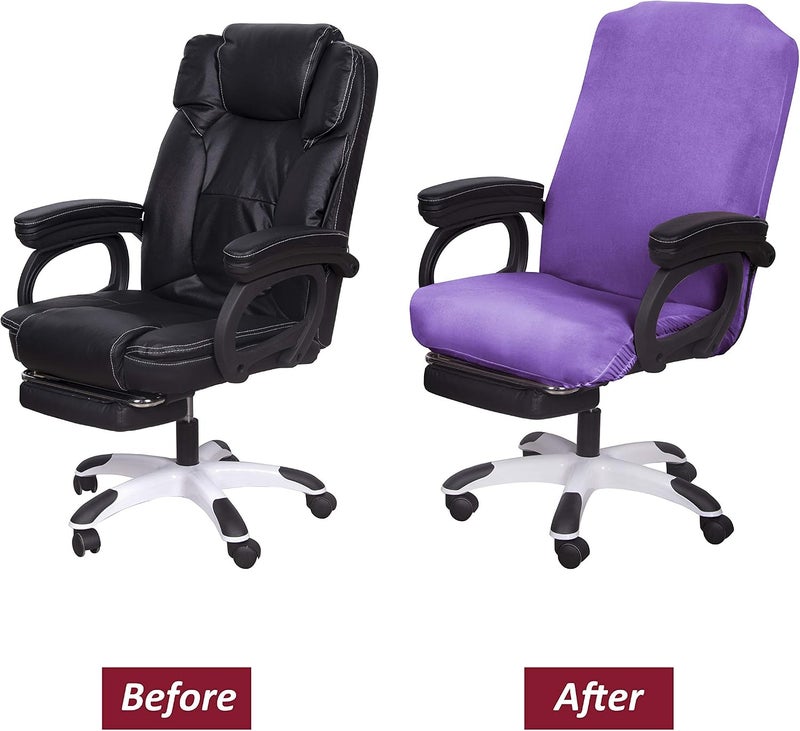 SARAFLORA Office Chair Cover - Medium, Light Purple - Removable Computer Cover With Zipper for Universal Rotating Desk Chair - Washable Seat Protector for Pets - Image 5