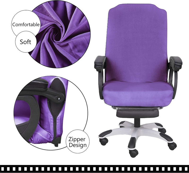 SARAFLORA Office Chair Cover - Medium, Light Purple - Removable Computer Cover With Zipper for Universal Rotating Desk Chair - Washable Seat Protector for Pets - Image 4
