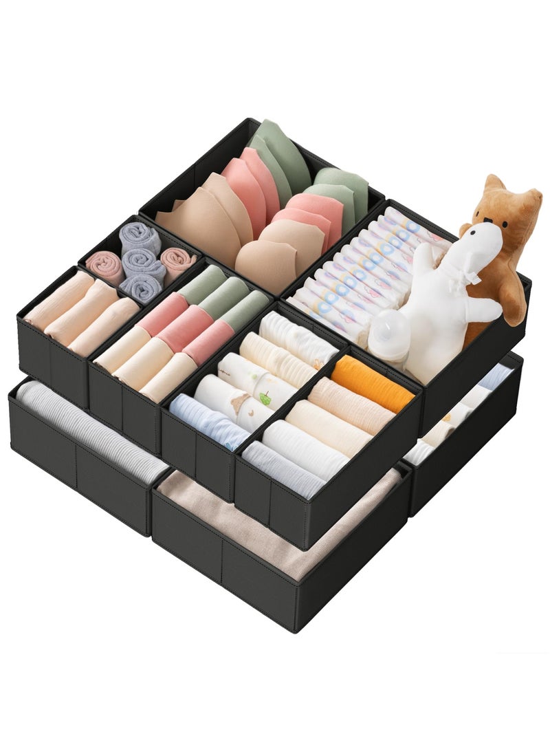ZERIFAM Drawer Organizer Clothes, 10 Pack Dresser Organizer Bins, Foldable Fabric Closet Organizers and Storage, Drawer Dividers for Nursery, Bedroom, Baby Clothes, Underwears, Sock  - Image 1