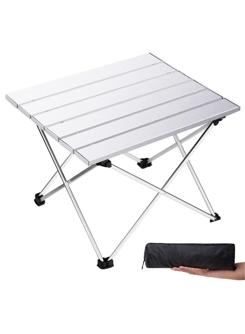 Generic Small Folding Camping Table with Aluminum Table Top, Beach Table for Sand with Carrying Bag,Prefect for Outdoor, Picnic, BBQ, Cooking, Festival (White)  - Image 1