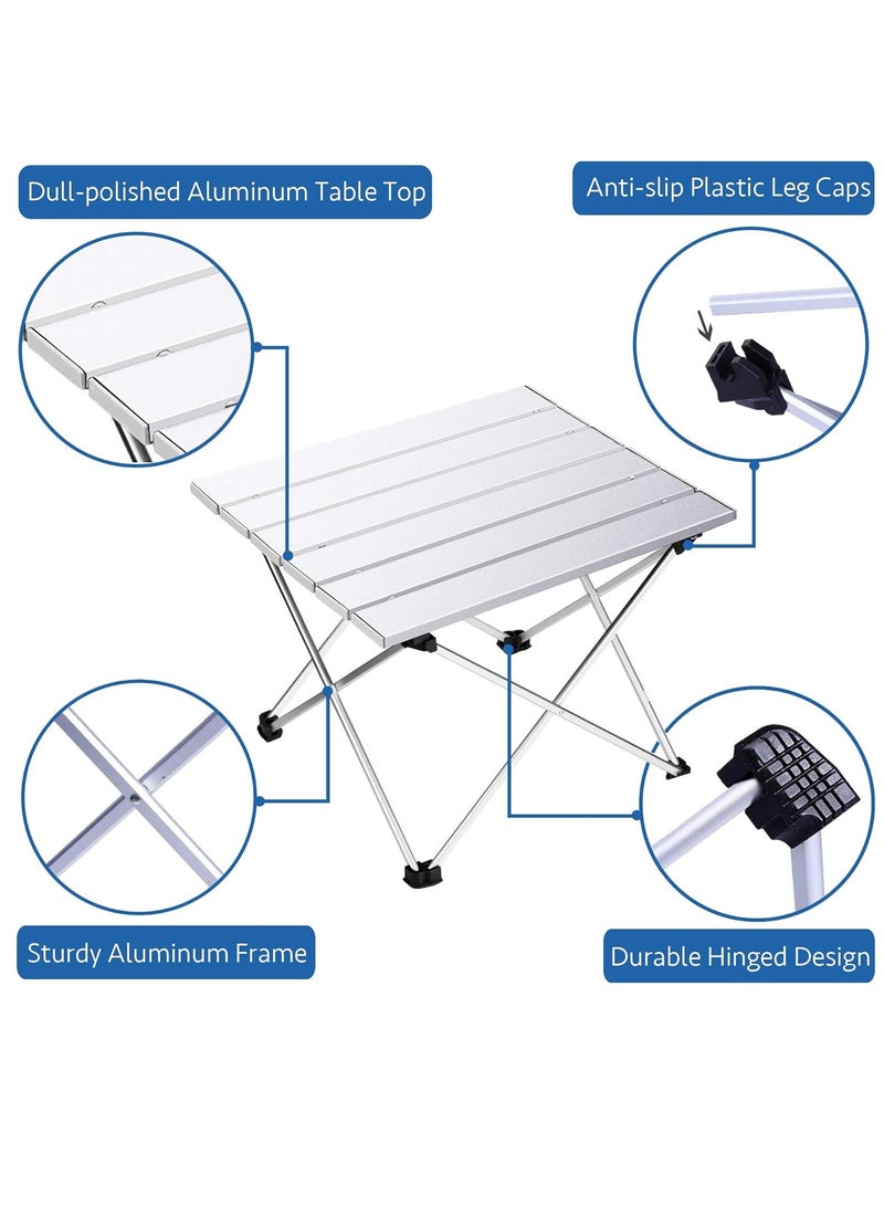 Generic Small Folding Camping Table with Aluminum Table Top, Beach Table for Sand with Carrying Bag,Prefect for Outdoor, Picnic, BBQ, Cooking, Festival (White)  - Image 3