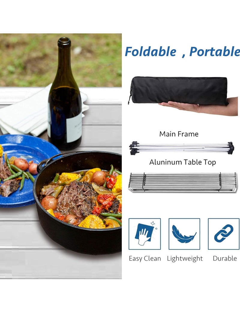 Generic Small Folding Camping Table with Aluminum Table Top, Beach Table for Sand with Carrying Bag,Prefect for Outdoor, Picnic, BBQ, Cooking, Festival (White)  - Image 5