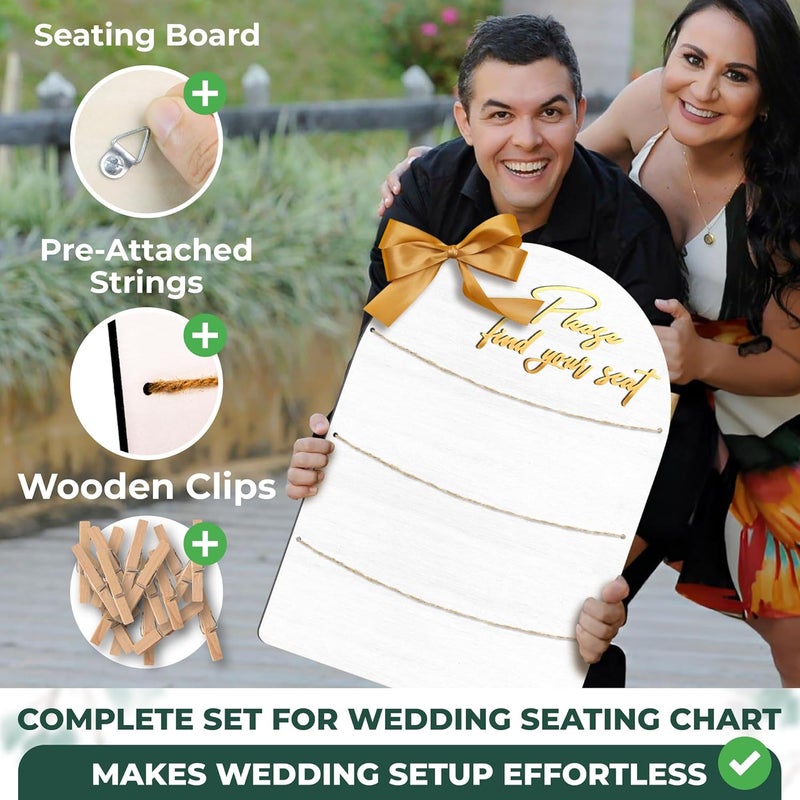 STOFINITY Wedding Seating Chart Board Display for Wedding Reception - Rustic Seating Chart for Reception Display, Find Your Seat Sign Wood Board Decor Ideas - Image 5