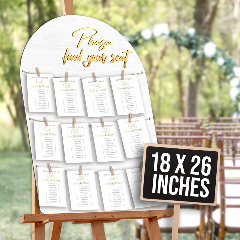 STOFINITY Wedding Seating Chart Board Display for Wedding Reception - Rustic Seating Chart for Reception Display, Find Your Seat Sign Wood Board Decor Ideas - Image 1