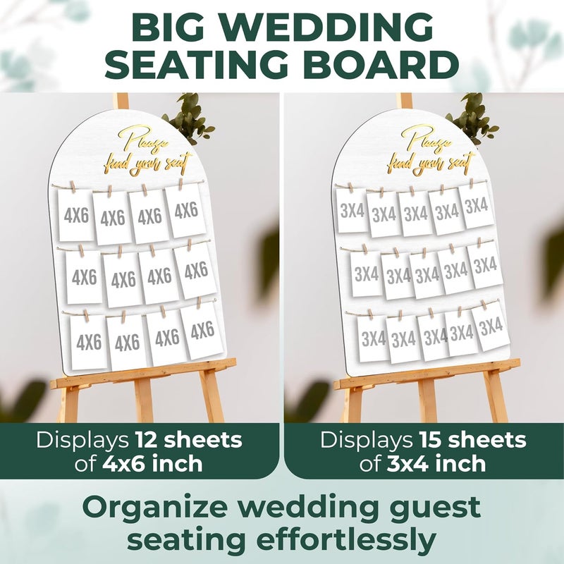 STOFINITY Wedding Seating Chart Board Display for Wedding Reception - Rustic Seating Chart for Reception Display, Find Your Seat Sign Wood Board Decor Ideas - Image 3