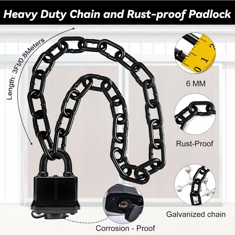 Nimite Weather-Resistant Chain Lock - Heavy Duty Upgraded Padlock with gate Chain, Anti-Theft Security Lock with a Lock Cap for Bikes, gate, Fences, Backyard Doors, Motorcycles (Chain+Lock) - Image 3