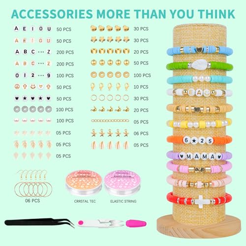 Sistenia Friendship Bracelet Kit, 14,000pcs 48 Colors Bracelet Making Kit Clay Beads with Number Letter Bead Set Concert Merch Arts and Crafts Gifts for Kids Teen Girls Jewelry Making Supplies Bracelet Maker1 - Image 4