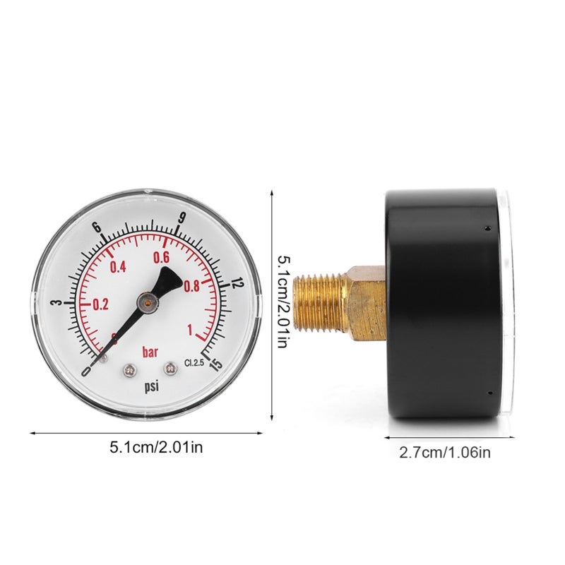 Pressure Gauge 0-160psi 0-11bar Brass Components With Corrosion Resistance - Transparent Cover For Clear Readings BSPT Connection for Air Water Oil Gas Measurement - Image 1