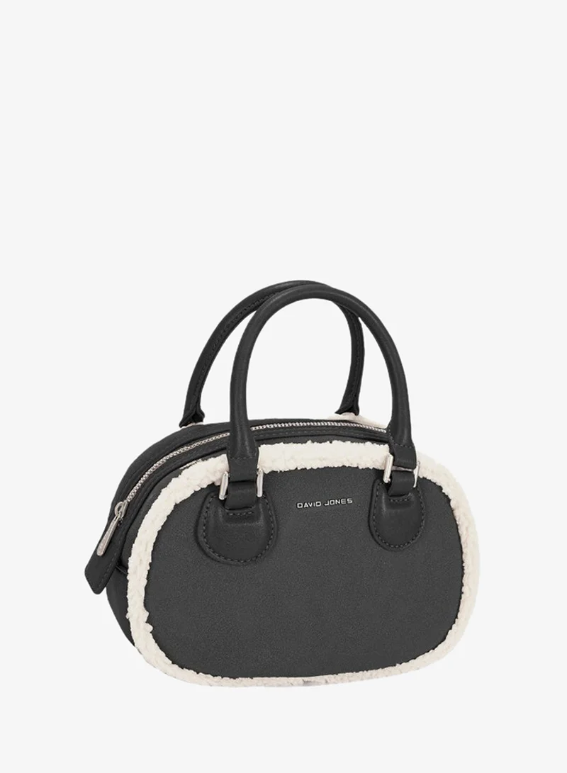 David Jones wool and suede handbag in model cm7752- Faux leather and wool hand dual wear fluffy bag vintage and classic bag for unique style
