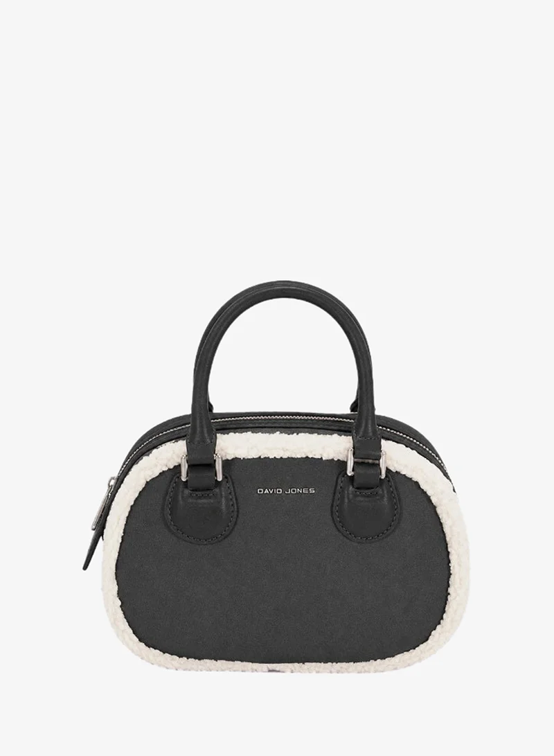 David Jones black David Jones wool and suede handbag in model cm7752- Faux leather and wool hand dual wear fluffy bag vintage and classic bag for unique style for Women | Best Price UAE