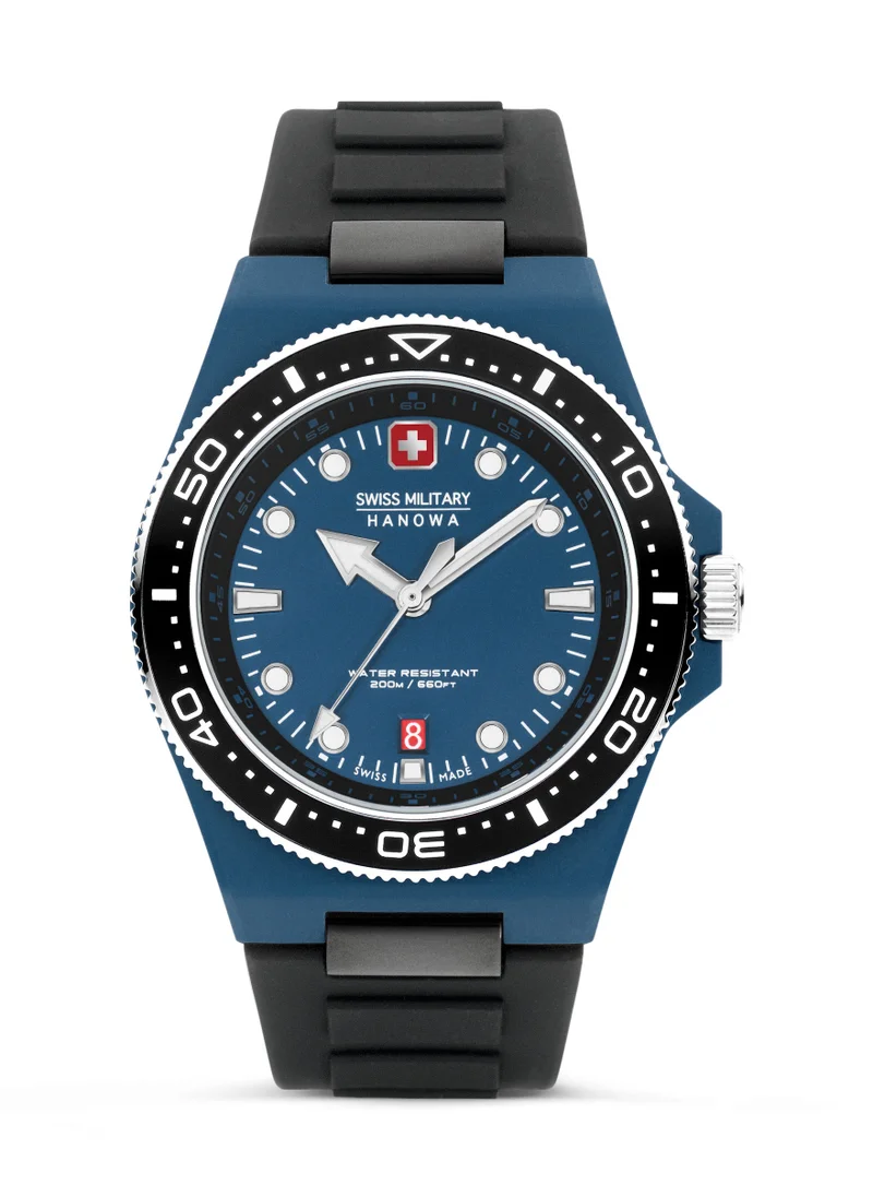 SWISS MILITARY HANOWA Swiss Military Ocean Pioneer Watch For Men With Black Silicone Strap 45mm 20ATM - SMWGN0001184