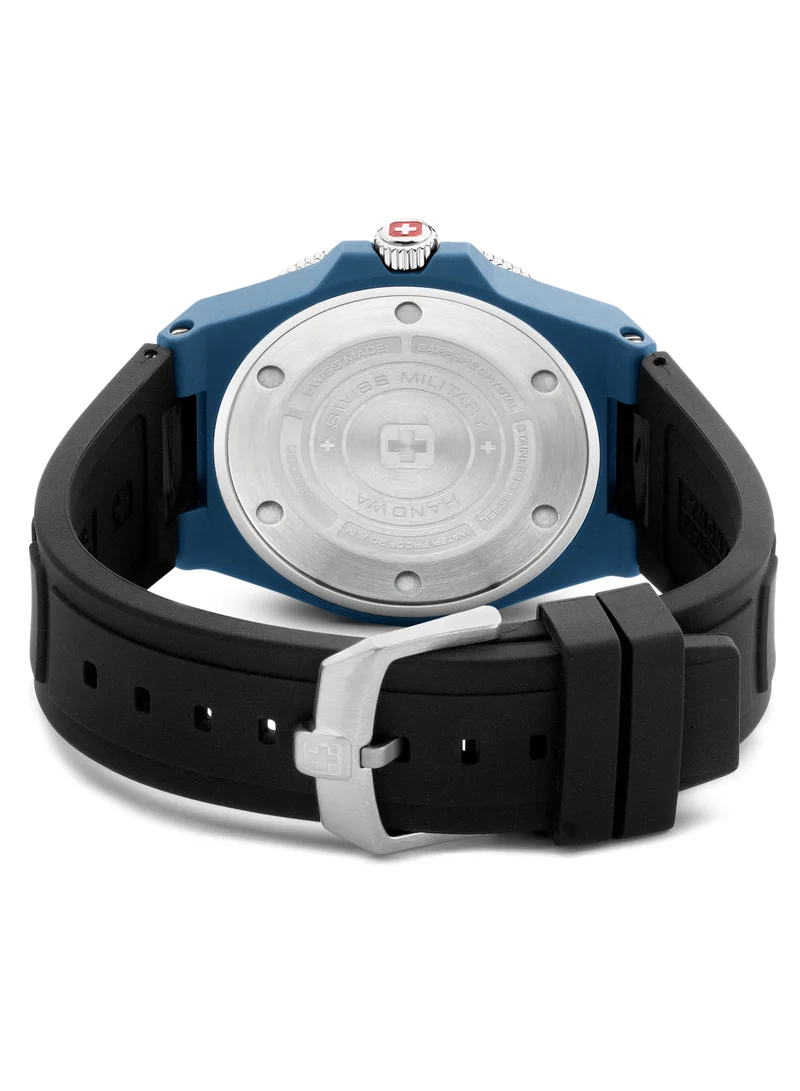 سويس ميليتري هانوا Men's Swiss Military Ocean Pioneer Watch For Men With Black Silicone Strap 45mm 20ATM - SMWGN0001184