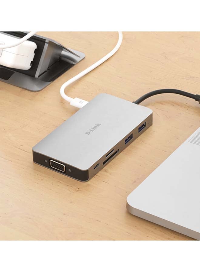 D-Link 9-in-1 USB-C Hub With HDMI/VGA/Ethernet/Card Reader/Power Delivery grey - Image 5
