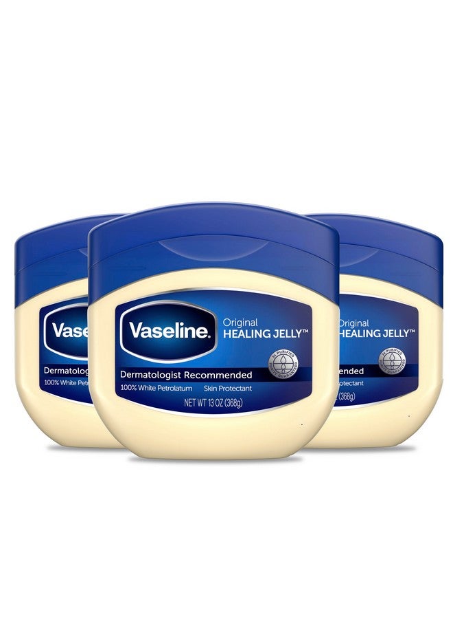 Vaseline Petroleum Jelly Original Provides Dry Skin Relief And Protects Minor Cuts Dermatologist Recommended And Locks In Moisture, 13 Ounce (Pack of 3) - Image 1